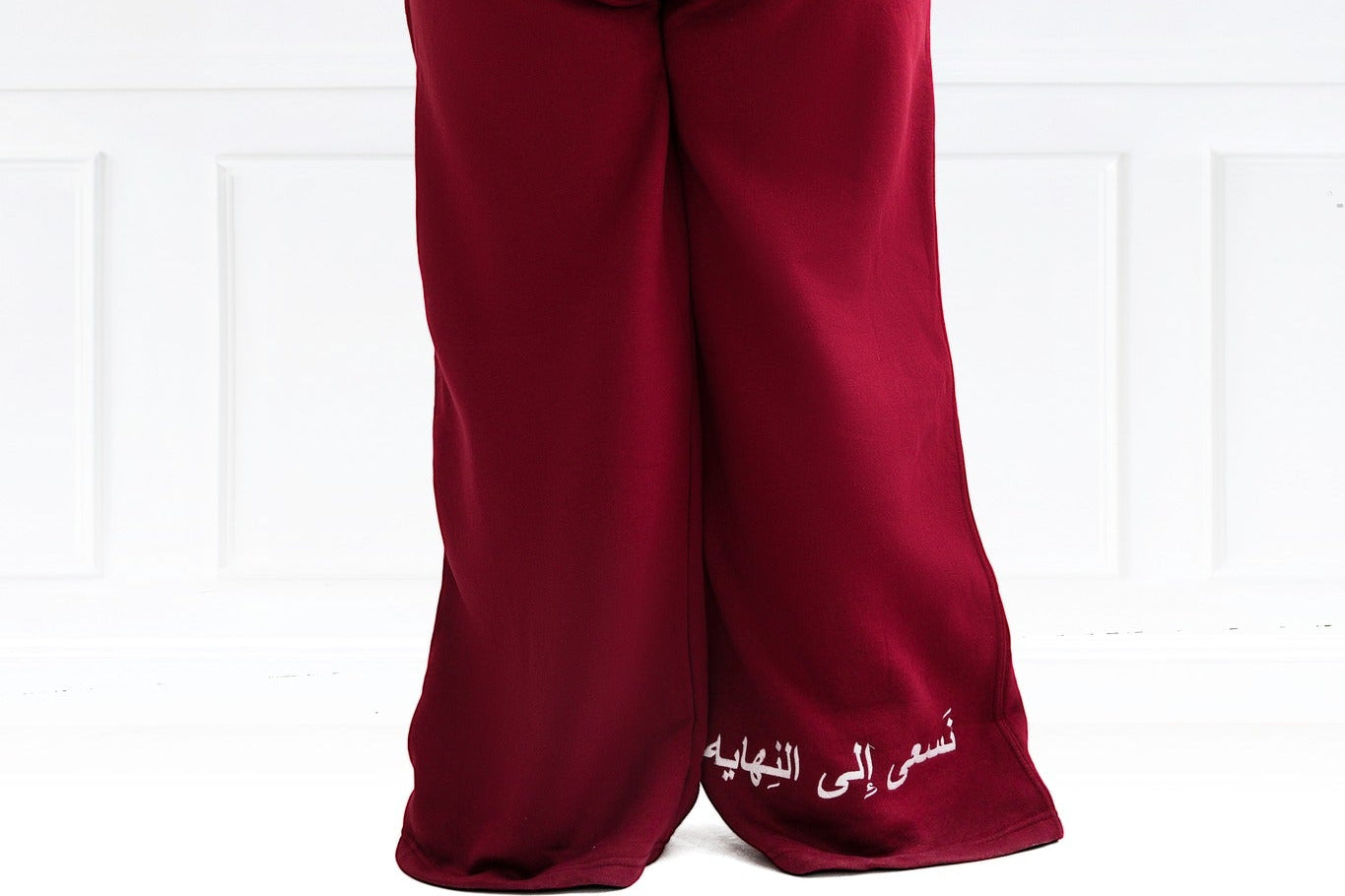 Arabic Wide Leg Burgundy Joggers