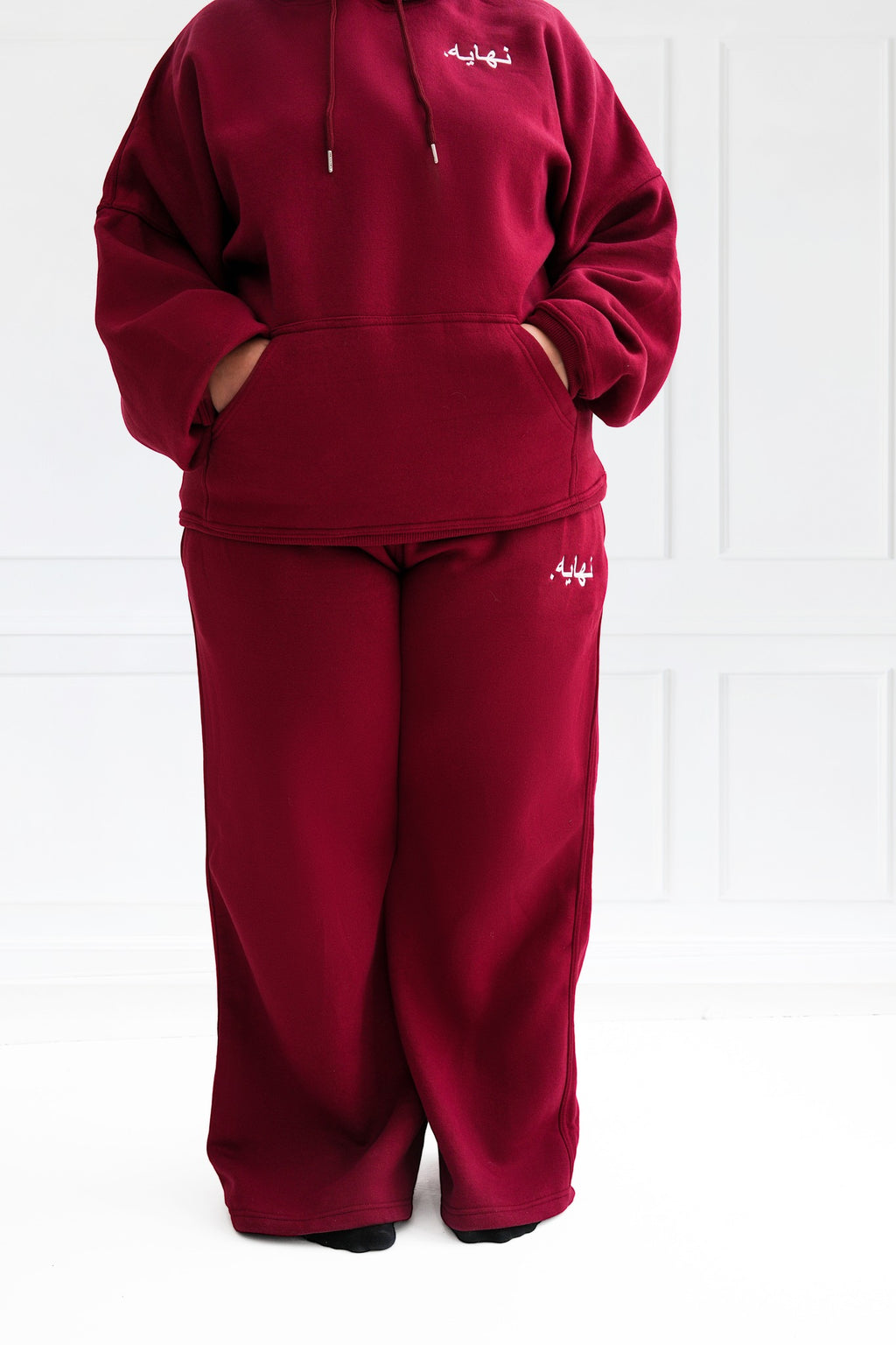 Arabic Wide Leg Burgundy Joggers