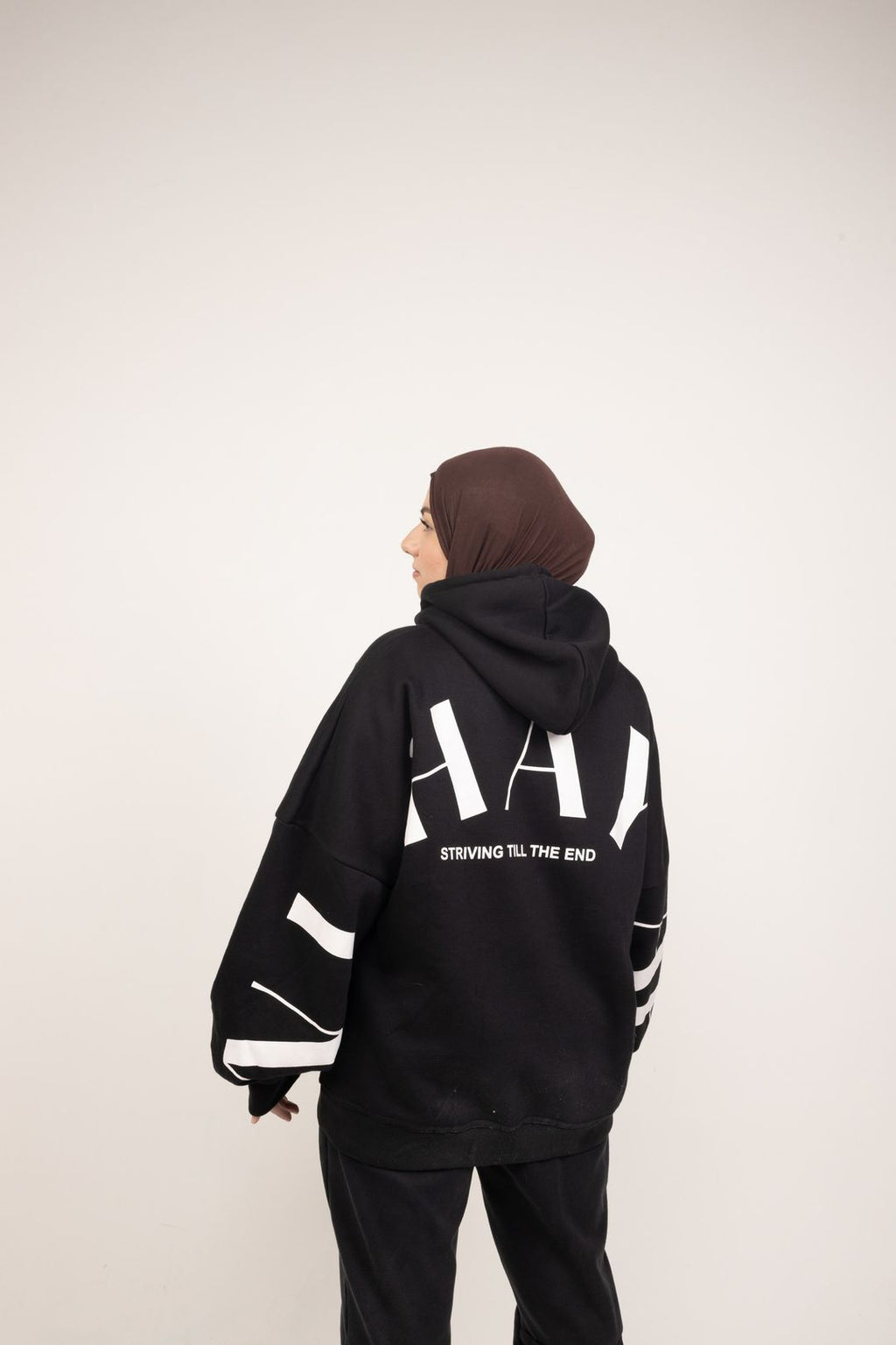 Arabic x English Black Print Hoodie