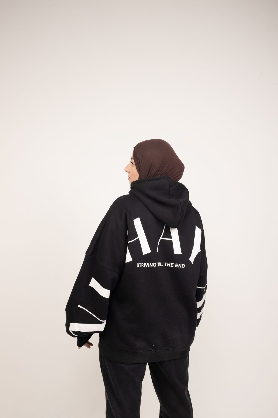 Arabic x English Black Print Hoodie