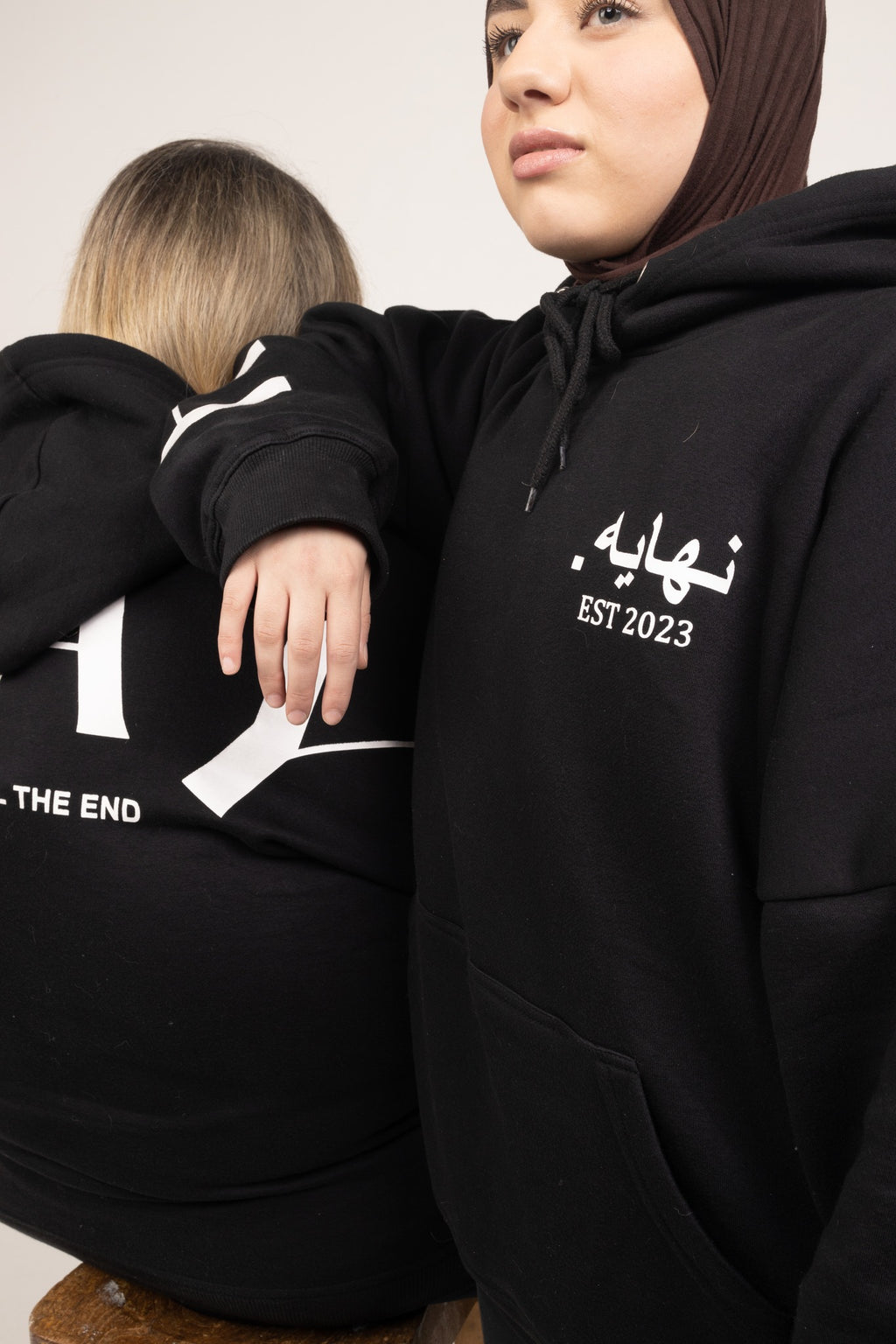 Arabic x English Black Print Hoodie