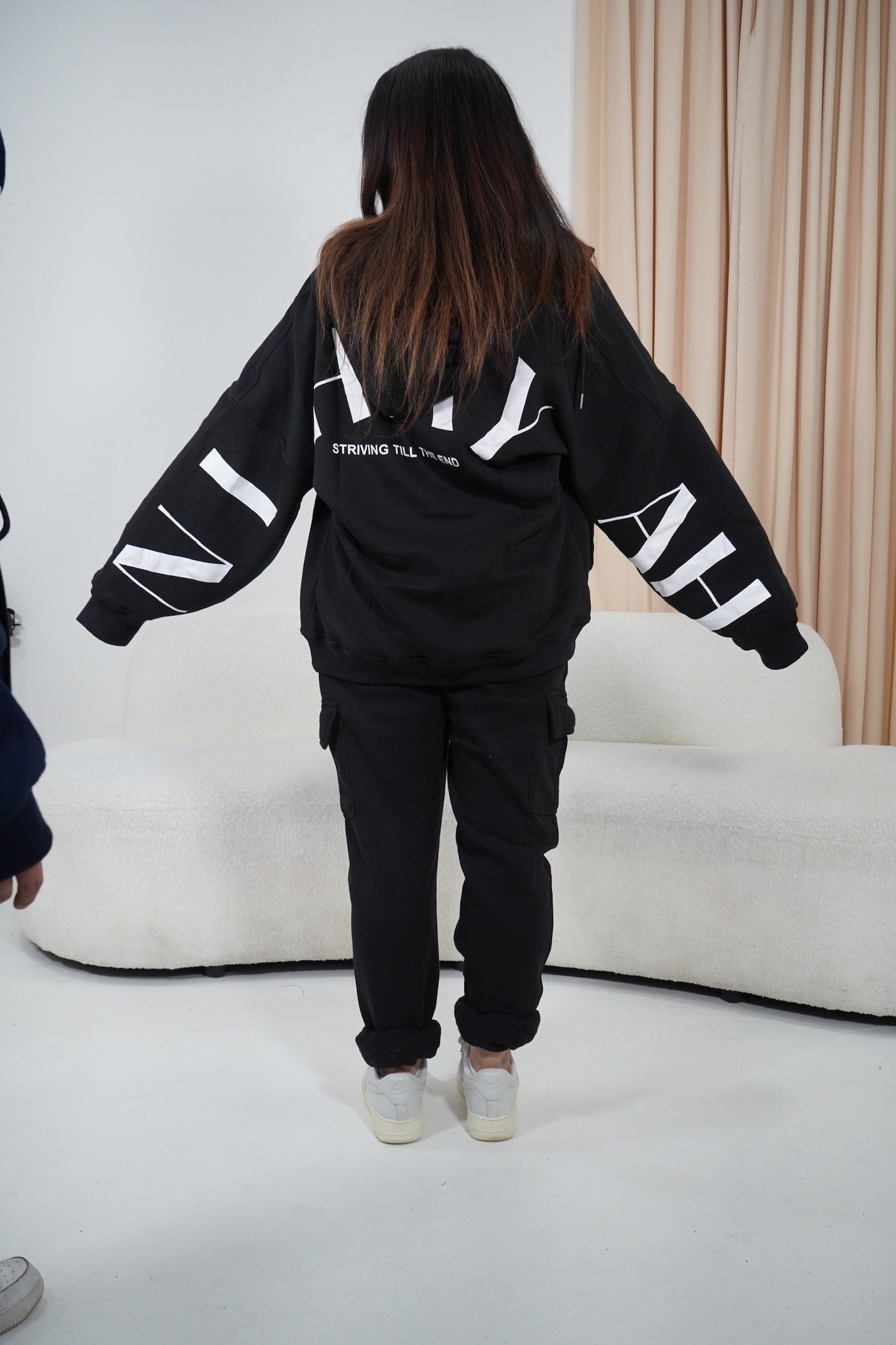 Arabic x English Black Zip-Up Hoodie