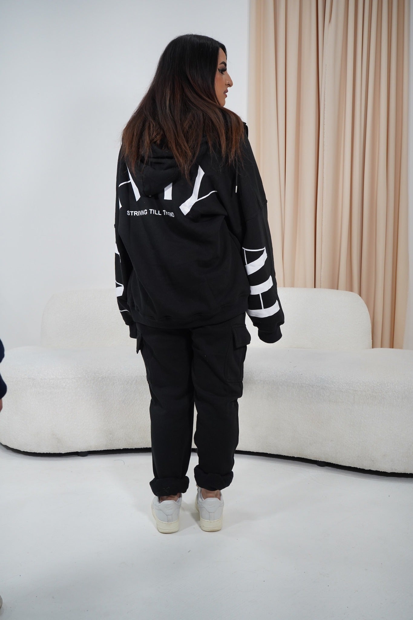 Arabic x English Black Zip-Up Hoodie