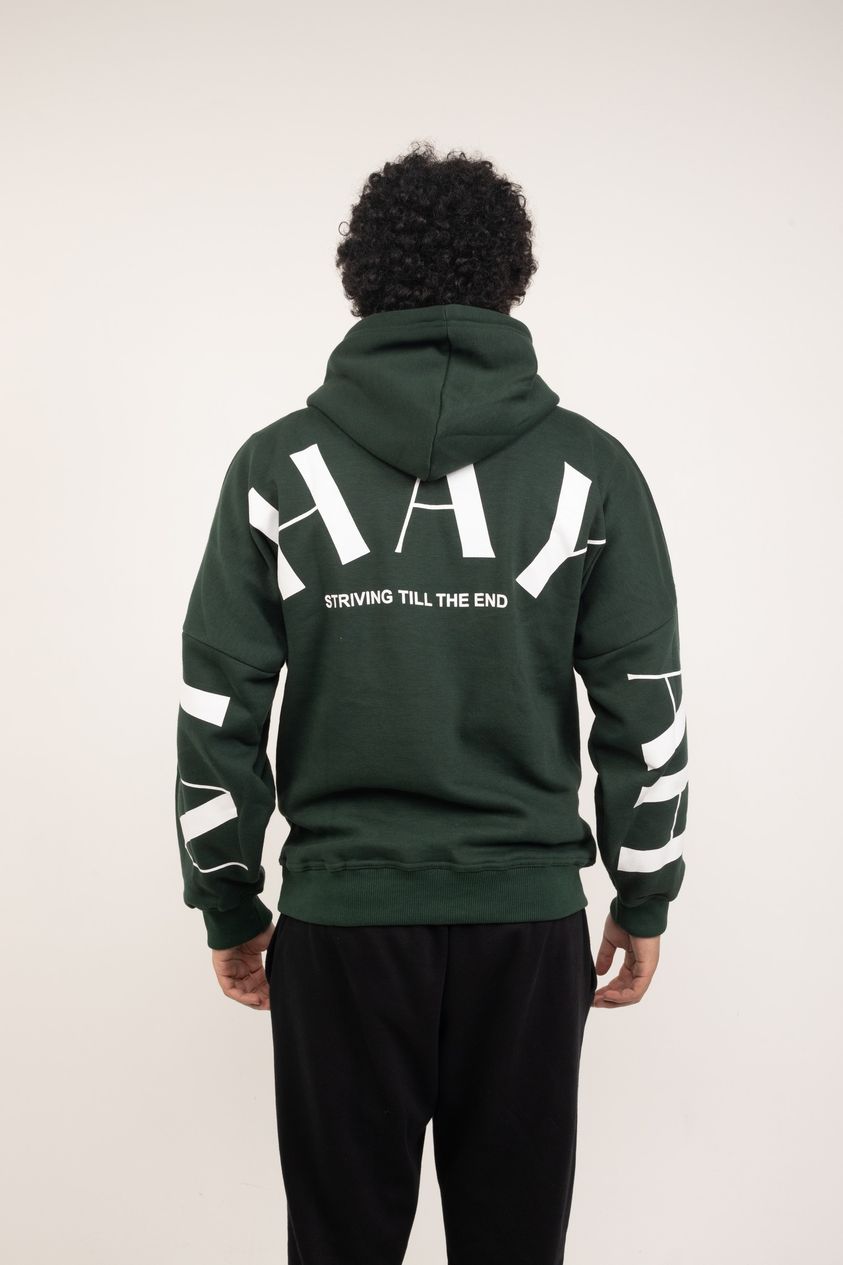 Arabic x English Green Print Hoodie
